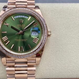 Day Date Rolex Weekly Journal Champaign 18K Gold Plated counter weight(rose gold diamonds daydate)