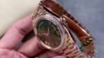 Day Date Rolex Weekly Journal Champaign 18K Gold Plated counter weight(rose gold diamonds daydate)