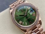 Day Date Rolex Weekly Journal Champaign 18K Gold Plated counter weight(rose gold diamonds daydate)