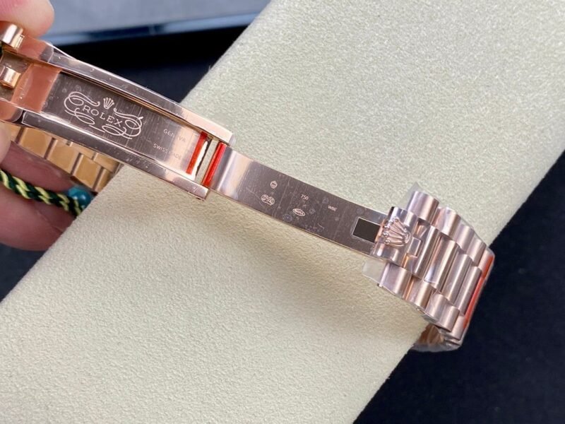 Day Date Rolex Weekly Journal Champaign 18K Gold Plated counter weight(rose gold diamonds daydate)